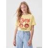 LCW Kids Sarı Bisiklet Yaka Capyfun Baskılı Kız Çocuk Tişört