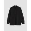 LCW Modest Siyah Soft Touch Oversize Kadın Sweatshirt Tunik