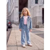 LCW Kids İndigo Wideleg Nakışlı Kız Çocuk Jean Pantolon