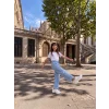 LCW Kids İndigo Wideleg Nakışlı Kız Çocuk Jean Pantolon