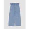 LCW Kids İndigo Wideleg Nakışlı Kız Çocuk Jean Pantolon