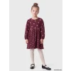 LCW Kids Pembe Bisiklet Yaka Kalp Desenli Kız Çocuk Elbise
