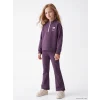 LCW Kids Mor Dik Yaka Kız Çocuk Soft Touch Taytlı Takım