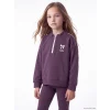 LCW Kids Mor Dik Yaka Kız Çocuk Soft Touch Taytlı Takım