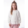 LCW Kids Ekru Bisiklet Yaka Fırfırlı Kız Çocuk Sweatshirt