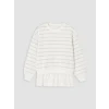 LCW Kids Ekru Bisiklet Yaka Fırfırlı Kız Çocuk Sweatshirt