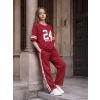 LCW Kids Bordo Geniş Paça Kız Çocuk Soft Touch Eşofman Altı