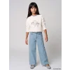LCW Kids Mavi Wideleg Taş İşlemeli Kız Çocuk Jean Pantolon