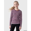 LCW Kids Bordo Bisiklet Yaka Çizgili Kız Çocuk Tişört