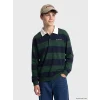 LCW Kids Yeşil Polo Yaka Çizgili Erkek Çocuk Sweatshirt