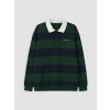 LCW Kids Yeşil Polo Yaka Çizgili Erkek Çocuk Sweatshirt