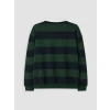 LCW Kids Yeşil Polo Yaka Çizgili Erkek Çocuk Sweatshirt