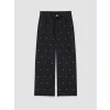 LCW Kids Siyah Wideleg Puantiyeli Kız Çocuk Jean Pantolon