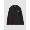 LCW Kids Kahverengi Polo Yaka Nakışlı Erkek Çocuk Kalın Sweatshirt