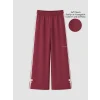 LCW Kids Bordo Şeritli Soft Touch Kız Çocuk Eşofman Altı