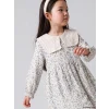 LCW Kids Lacivert Bebe Yaka Çiçekli Kız Çocuk Elbise
