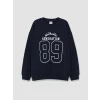 LCW Kids Lacivert Bisiklet Yaka Baskılı Erkek Çocuk Sweatshirt