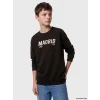 LCW Kids Kahverengi Madrid Baskılı Erkek Çocuk Sweatshirt