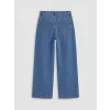 LCW Kids İndigo Taşlı Wideleg Kız Çocuk Jean Pantolon