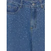 LCW Kids İndigo Taşlı Wideleg Kız Çocuk Jean Pantolon