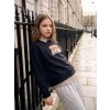 LCW Kids Lacivert Baskılı Kız Çocuk Sweatshirt