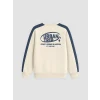 LCW Kids Bej Bisiklet Yaka Baskılı Erkek Çocuk Kalın Sweatshirt