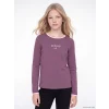 LCW Kids Mürdüm Bisiklet Yaka Yazı Baskılı Kız Çocuk Tişört
