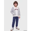LCW Kids İndigo Çizgili Erkek Çocuk Takım 3lü