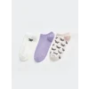 LCW DREAM Ekru Desenli Kadın Patik Çorap 3lü