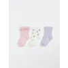 LCW baby Pembe Çiçekli Kız Bebek Soket Çorap 3lü