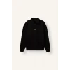 Defacto H3175AXBK81 Siyah Boxy Fit Basic Polo Yaka Uzun Kollu İşlemeli Sweatshirt