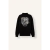 Defacto H3175AXBK81 Siyah Boxy Fit Basic Polo Yaka Uzun Kollu İşlemeli Sweatshirt