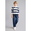 Defacto H7130A8NV256 Lacivert New Regular Fıt Uzun Kollu Apaş Yaka Pamuklu Lacivert Sweatshirt Erkek Çocuk