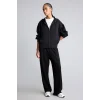 Defacto H5189AXBK81 Siyah Ultra Yumuşak Oversize Fermuarlı Kapüşonlu Cepli Basic Sweatshirt Hırka