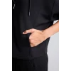 Defacto H5189AXBK81 Siyah Ultra Yumuşak Oversize Fermuarlı Kapüşonlu Cepli Basic Sweatshirt Hırka