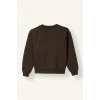 Defacto I3382A8BN581 Kahve Relax Fit Bisiklet Yaka Düşük Omuzlu Baskılı Sweatshirt Kız Çocuk