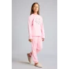 Defacto I2285A8PN149 Pembe %100 Pamuk Baskılı Uzun Kollu Üst Lastikli Paça Alt 2li Pijama Takımı Kız Çocuk