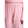 Defacto I2285A8PN149 Pembe %100 Pamuk Baskılı Uzun Kollu Üst Lastikli Paça Alt 2li Pijama Takımı Kız Çocuk