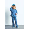 Defacto I3663A5BE341 Mavi Kalp Desenli Bisiklet Yaka Sweatshirt Esnek Belli İspanyol Paça Alt 2li Takım Kız Bebek