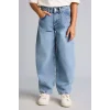Defacto H8895A8NM28 Mavi %100 Pamuk Pens Detaylı Cepli Baggy Fit Jean Pantolon Kız Çocuk