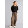 Defacto I1701A8BN335 Kahve Leopar Desenli Baggy Fit Esnek Bantlı Paça Gabardin Pantolon Kız Çocuk
