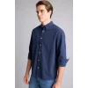 Defacto H4845AXNV147 Lacivert Relax Fit Düğmeli Yaka Pamuklu Uzun Kollu Gömlek
