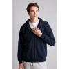 Defacto D7599AXNV64 Lacivert Relax Fit Kapüşonlu İçi Yumuşak Tüylü Kanguru Cepli Fermuarlı Sweatshirt