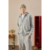 Defacto D7599AXGR210 Gri Relax Fıt Kapüşonlu İçi Yumuşak Tüylü Kalın Kumaş Fermuarlı Sweatshirt