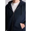 Defacto D7599AXNV64 Lacivert Relax Fit Kapüşonlu İçi Yumuşak Tüylü Kanguru Cepli Fermuarlı Sweatshirt