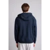 Defacto D7599AXNV64 Lacivert Relax Fit Kapüşonlu İçi Yumuşak Tüylü Kanguru Cepli Fermuarlı Sweatshirt
