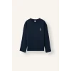 Defacto H9320AXNV135 Lacivert %100 Pamuk Regular Fit Bisiklet Yaka Uzun Kollu Baskılı Üst Çizgili Alt Pijama Takımı