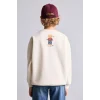 Defacto I3298A8BG734 Bej Oversize Bisiklet Yaka Ayıcık Figürlü Baskılı Uzun Kollu Sweatshirt Erkek Çocuk