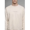 Defacto X8282AZBG672 Bej Boxy Fit Uzun Kollu Pamuklu Bisiklet Yaka İçi Yumuşak Tüylü Baskılı Sweatshirt