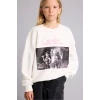 Defacto I3553A8ER105 Ekru Kpop - Demon Hunters Relax Fit Baskılı Bisiklet Yaka Sweatshirt Kız Çocuk